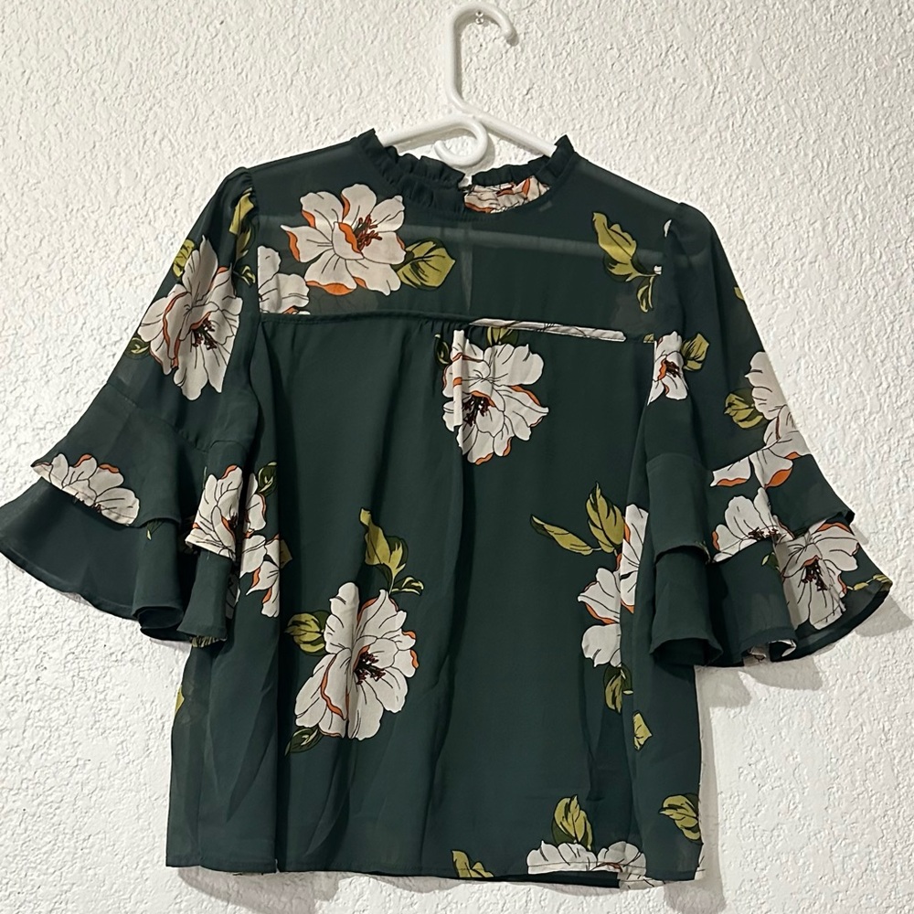 Floral Green Blouse
